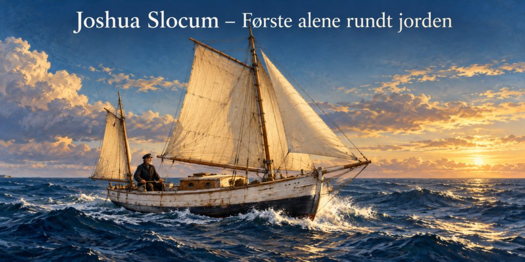 Illustrasjon til historien om Joshua Slocum og Spray