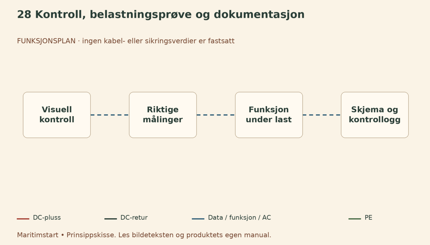 Kontroll, belastningsprøve og dokumentasjon – norsk prinsippskisse