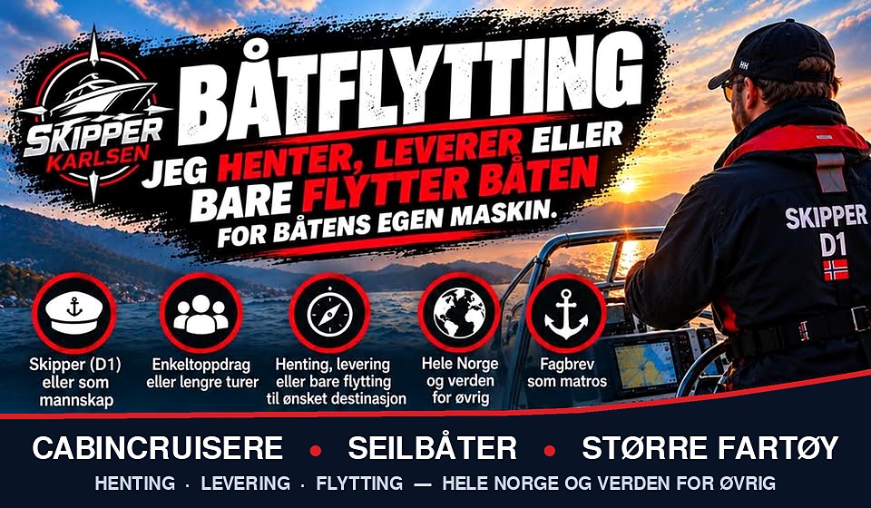 Skipper Karlsen – båtflytting: henter, leverer eller flytter båten for båtens egen maskin